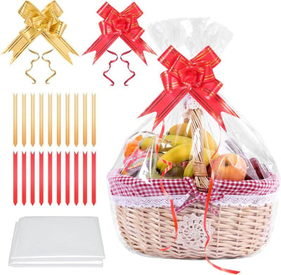 Allecta - Set van 20 doorzichtige cellofaan mandzakken voor cadeauverpakking - 50×70cm - ideaal voor Pasen