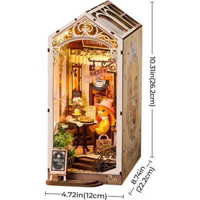 Robotime Book Nook Holiday Café - Rolife Stories in Books Series - TGB15 - Bouwpakket - Miniatuur - Boekenkast - Miniatuur - Cadeautip