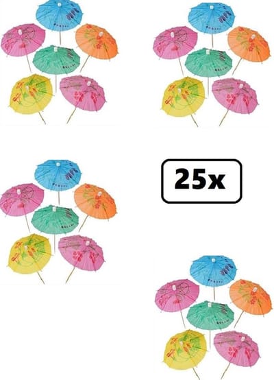 25x Parasol prikkers hout 80mm - IJs dessert eten toetje kerst festival food sorbet pluutje parasol