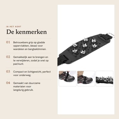 Dailygoods- Stijgijzers 7 Punts - Sneeuw Spikes voor Schoenen - Antislip Tractieschoenplaatjes - 2 Paar - Zwart - Duurzaam Materiaal - Sneeuwspikes