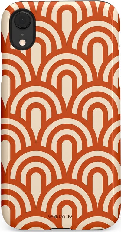 Casetastic hoesje geschikt voor Apple iPhone XR - Dubbellaagse bescherming - Oranje Bogen Parade - Fashion Case - Terracotta Crème