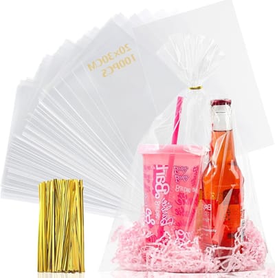 Transparante cellofaanzakjes 7 x 30 cm, 100 stuks, waterdicht en milieuvriendelijk voor cadeaus, sieraden en snacks