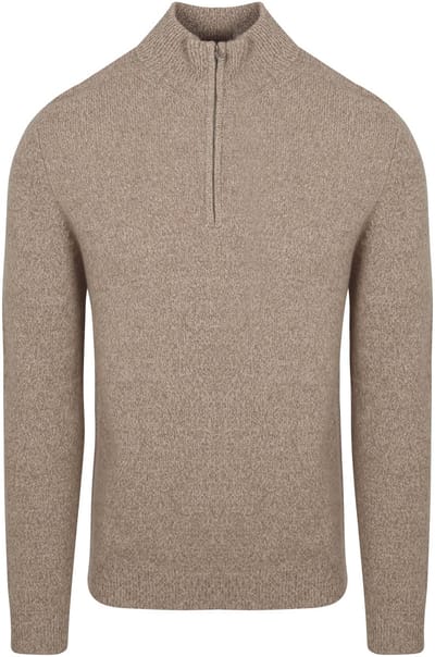 Profuomo Half Zip Pullover Wol Blend Sand - Maat XXL - Heren - Pullovers