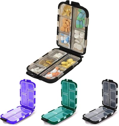 Draagbare Tablettenbox met Compartimenten voor Vitaminen en Supplementen - 4 Stuks