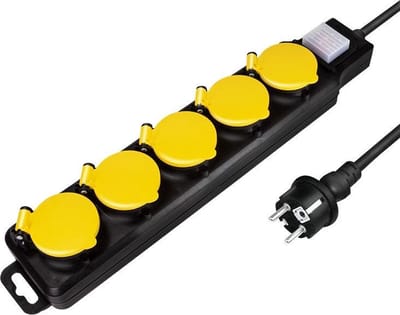 LogiLink LPS255 power uitbreiding 1,5 m 5 AC-uitgang(en) Buiten Zwart, Geel