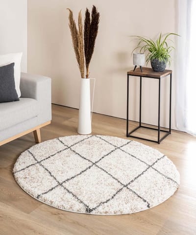 Rond berber vloerkleed - Artisan Ouar wit/grijs 120