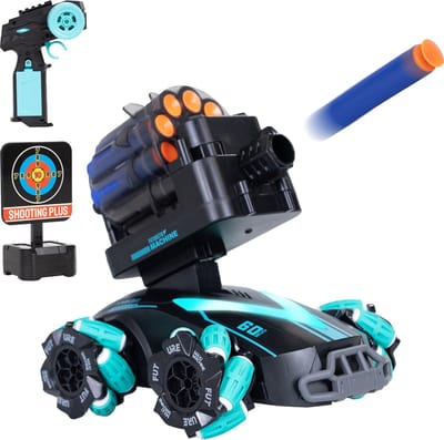 Silvergear Bestuurbare Auto met Schietfunctie - 2 Speelopties - RC Auto met Soft Bullets voor Binnen & Buiten - RC Car - Schietschijf - Interactief Speelgoed voor Kinderen - Cadeau voor Jongens en Meisjes - 6, 7, 8, 9, 10, 11, 12, 13, 14 Jaar - Zwart