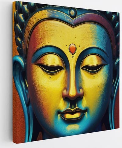 Saammp Canvas Schilderij - Buddha - Abstract - 20x20 - Foto op canvas - Wanddecoratie - Muurdecoratie Woonkamer - Slaapkamer decoratie - Canvas Print