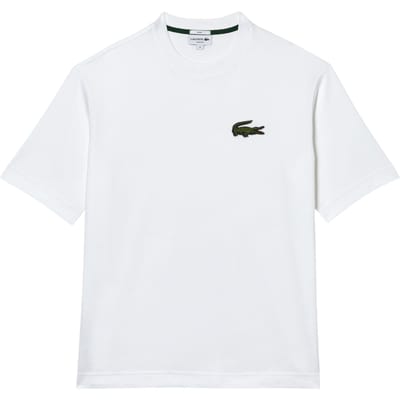 Lacoste Unisex T-shirt voor volwassenen met geborduurd logo en losse pasvorm (Wit)