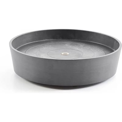 Ecopots Saucer Wheels - Grey - Ø34,1 x H9 cm - Ronde grijze onderschotel op wielen met waterreservoir