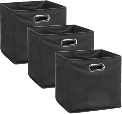 5Five Opbergmand / kastmand - Set van 3x stuks - donkergrijs - linnen - 29 liter - 31 x 31 x 31 cm - Opbergbox - Vakkenkast manden