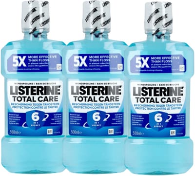 Listerine Total Care Mondwater - 3 x 500 ml - Bescherming Tegen Tandsteen