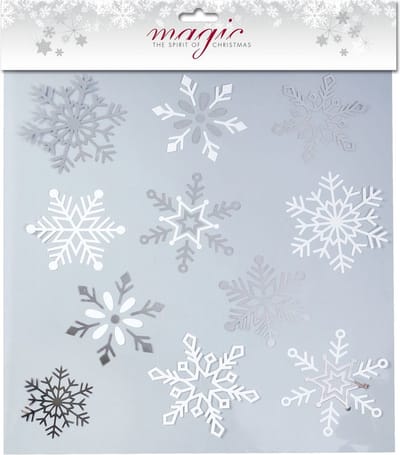 1x stuks velletjes raamstickers sneeuwvlokken 30,5 cm - Raamversiering/raamdecoratie stickers kerstversiering