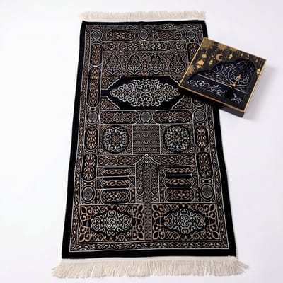 FIRASET Islamitische Gebedskleed – Seccade– Turkse Zachte Dunne Gebedsmat – Janamaz Sajada – Luxe Chenille gebedskleed met gebedskralen – Ramadan & Eid Geschenk voor Mannen en Vrouwen