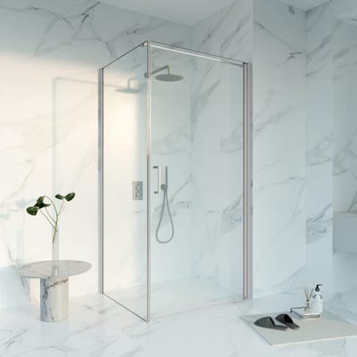 FugaFlow Eccelente Vetro Douchecabine - 100x80x200 - Profiel veiligheidsglas - anti kalk - Geborsteld RVS PVD (RVS)