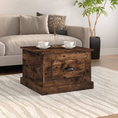 vidaXL - Salontafel - 50x50x35 - cm - bewerkt - hout - gerookt - eikenkleurig