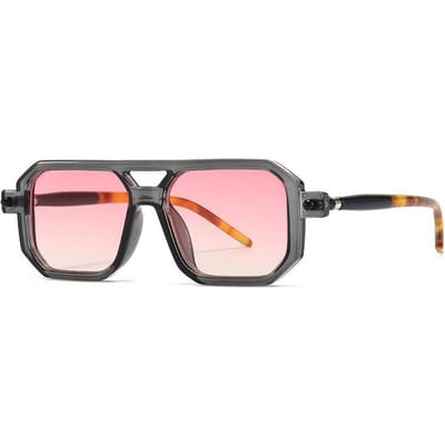 Retro Chique Dames Vierkante Modebril met Roze Glazen voor Dagelijkse Mode Stranduitjes & Casual Kleding Trendy Brillen white