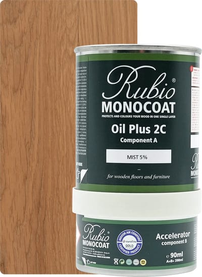 Rubio Monocoat Oil Plus 2C - Ecologische Houtolie in 1 Laag voor Binnenshuis - Mist 5%, 390 ml (15 m²)