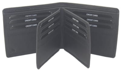 Oi zwarte leren Creditcardhouder met plek voor biljetten / portemonnee voor heel veel pasjes, geen kleingeldvak / heren billfold laag model voor veel creditcards / RFID SAFE / zwart leer / 230