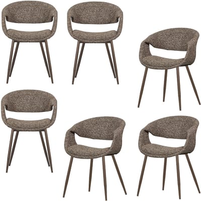 WOOOD Yossi Eetkamerstoelen Metalen Koper Poot - Bruin - Set van 6