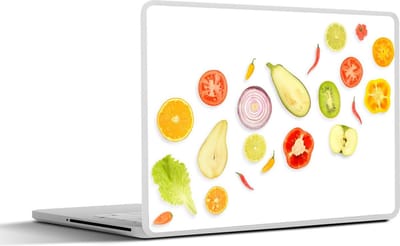 Laptop sticker - 14 inch - Sla - Appel - Wit - 32x5x23x5cm - Laptopstickers - Laptop skin - Cover