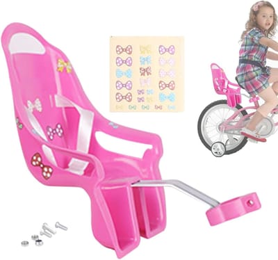 Poppenzitje Kinderfiets - Poppenstoel Fietsaccessoire - Poppen Vervoeren - Met Stickers - 385 x 246 x 132 cm - Roze