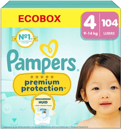 Pampers Premium Protection - Maat 4 (9kg-14kg) - 104 Luiers - Ecobox