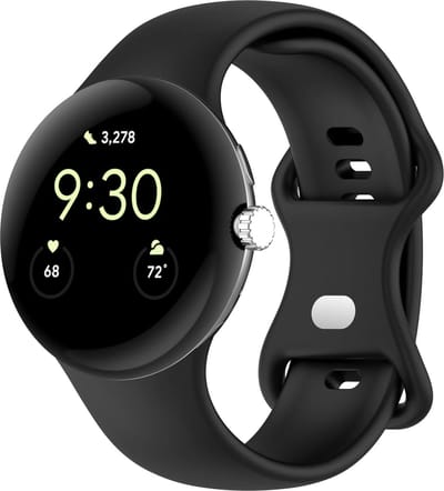 Strap-it Siliconen Classic smartwatch bandje geschikt voor Google Pixel Watch 5 (41 mm) / 4 (41 mm) / 3 (41 mm) / 2 / 1 - Zwart