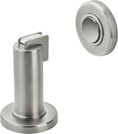 Deurstopper roestvrij staal Ø 50 mm hoogte 90 mm – geschikt voor vloer- en wandmontage, inclusief bevestigingsmateriaal
