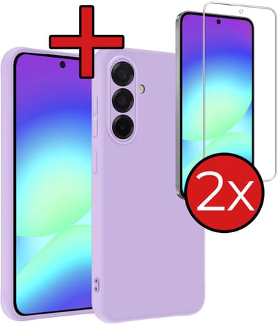 Hoesje - Met 2x Screenprotector - Geschikt voor Samsung Galaxy A56 - Sterk & Shockproof - Telefoon Hoes - Back Cover - Siliconen Case - Telefoonhoes - Lila