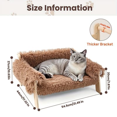 NordHaus Kattenbed - Kattenbank - Verhoogd Ontwerp - Wasbare Pluche Hoes - Voor Katten en Kleine Honden 54,5 cm