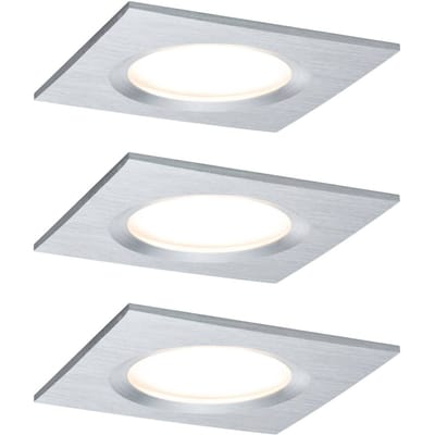 LED-inbouwlamp Nova Plus Coin Basisset star IP44 hoekig 78x78 mm Coin 3x6W 3x470lm 230V dimbaar 2700K Alu gedraaid