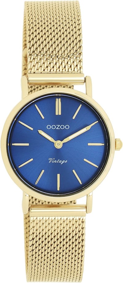 OOZOO Vintage series - Goudkleurige horloge met goudkleurige metalen mesh armband - C20293