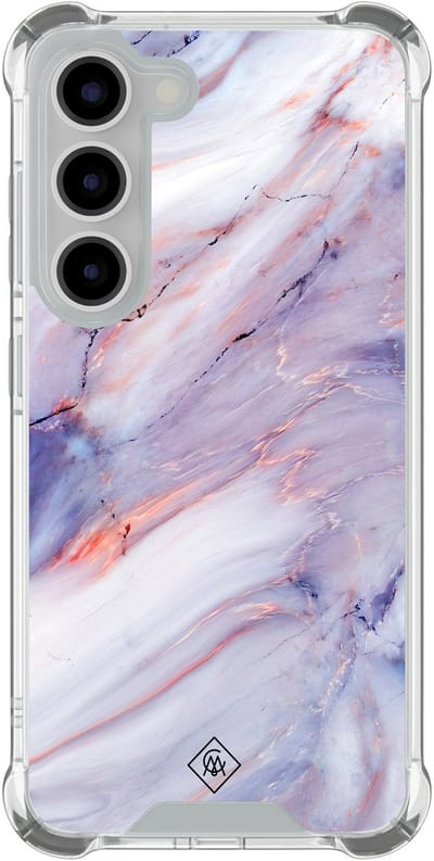 Casimoda® hoesje - Geschikt voor Samsung Galaxy S23 - Marmer Paars - Shockproof case - Extra sterk - TPU/polycarbonaat - Paars, Transparant