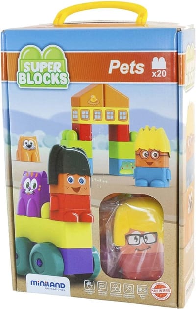 Bouwstenen Dieren - Speelgoed Figuren - Creatief Spelen - Inclusief Bouwideeën - 120 Stukken - Blauw