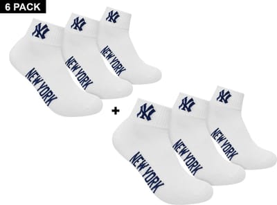 New York Yankees - 6-Pack Quarter Socks - Witte Sokken - 27 - 30 - Wit