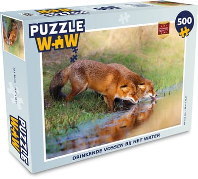 Puzzel Vossen - Drinken - Water - Legpuzzel - Puzzel 500 stukjes