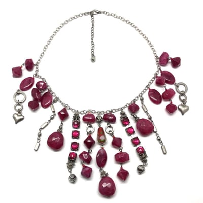 Behave - Ketting - Rood - Harten - Met stenen - Dames - 45 cm