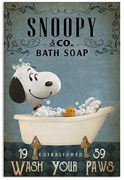 Vintage Badkamer Zeep Poster - Wash Your Paws Metalen Muurschildering 20,3 x 30,5 cm