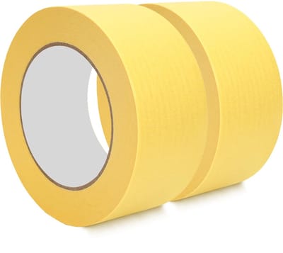 Kleurafplaktape 50 mm x 50 m, 2 Rollen Gele Afplaktape, Hoge Hechting voor Decoratie, Auto Reparatie en Kunstprojecten