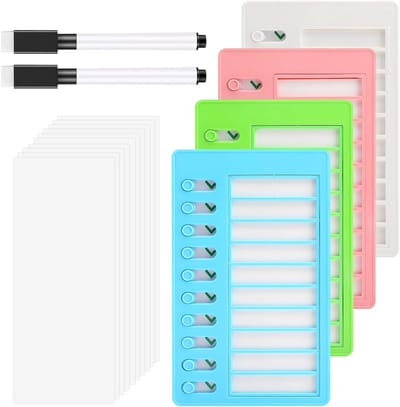 4 Stuks Memo Checklist Borden met 2 Markers, To-Do Lijst en Chore Chart voor Kinderen, 20 x 12 cm DIY Planner met 10 Lege Bladen en Notitiefuncties