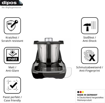 dipos – 2x Matte Pantserfolie geschikt voor SilverCrest Monsieur Cuisine compact SMCC 1100 A1 | 9H Screenprotector