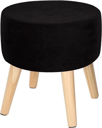 Ronde Voetenbank Hoekbank Hoes Stretchy Fluweel - Beschermhoes voor Ronde Poef of Hocker - Zwart