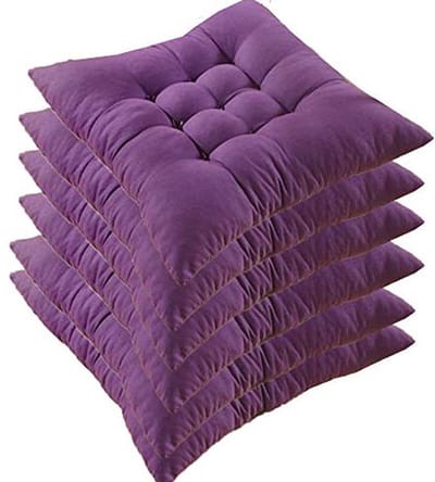 Set van 6 comfortabele stoelkussens met banden - 40 x 40 x 5 cm - Zitkussens voor binnen en buiten - Verkrijgbaar in verschillende kleuren