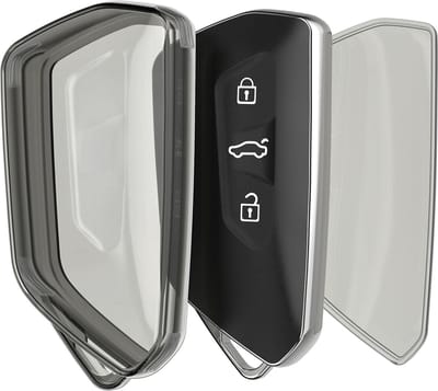 kwmobile autosleutel hoesje geschikt voor VW Golf 8 3-knops autosleutel - Autosleutel behuizing van TPU - Transparant in zwart / transparant