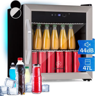 Klarstein Koelkast, Drankenkoelkast met glazen deur, Mini-koelkast geluidloos met 2 schappen & app-bediening, Outdoor koelkast, Kleine koelkast voor kamer, Minibar 0-13°C, Bierkoelkast 50 L