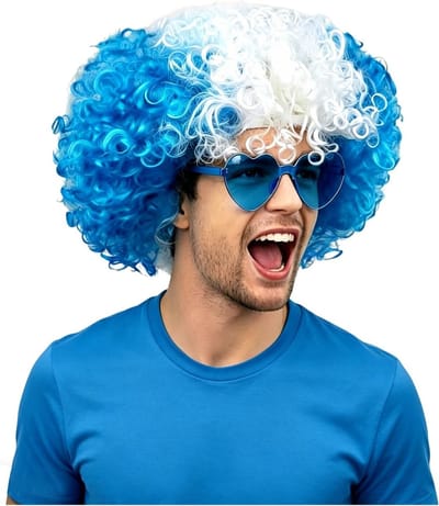 Afro-pruik met hartvormige brilset en nationale vlag, neonkleurige kostuumaccessoires voor cosplay en feestjes, perfect voor het wereldkampioenschap 2026