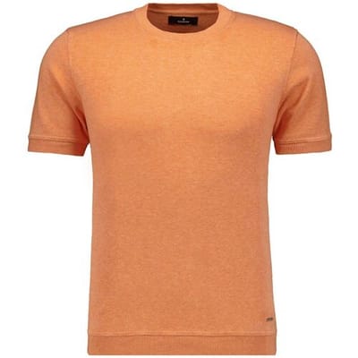 Ragman Trui Melange Cotton Knit Round Neck Short Sleeve Abrikoos / male