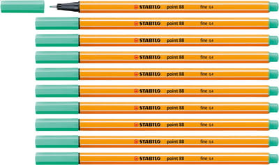 STABILO point 88 - Premium Fineliner - Fine 0,4 mm – Ijs Groen – Doos 10 stuks