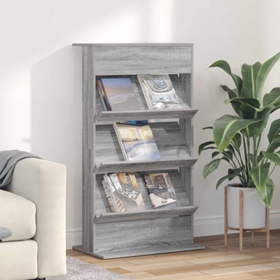 vidaXL - Tijdschriftenrek - Grijs - Sonoma - 70 - x - 41 - x - 126 - cm - Bewerkt - hout